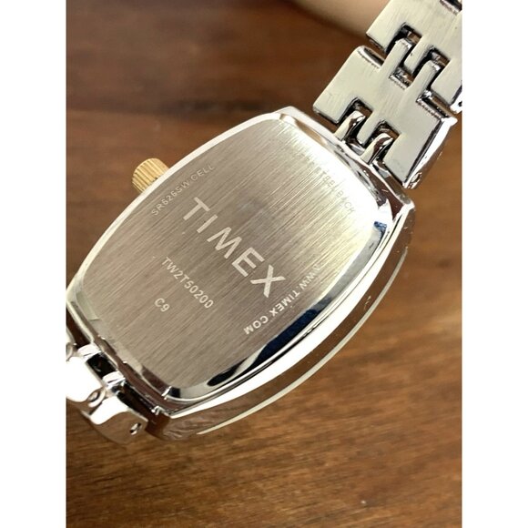 Timex Women's Watch TW2T50200 Quartz Silver Dial Rectangle Two Tone Steel 21mm - Picture 7 of 14